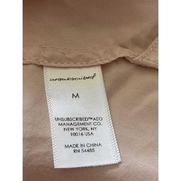 Unsubscribed Women's Medium Peach Silk Button Front Lightweight Flowy Tunic Top - Picture 5 of 11